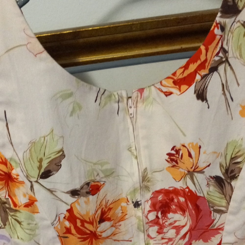 Sheri Martin Cream Floral Two-Piece with Orange Rose Accents - Picture 7 of 8